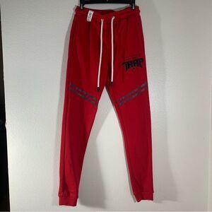 Fifth Loop Men's Trap Red Fitted Athletic Drawstring Casual Joggers Size Medium